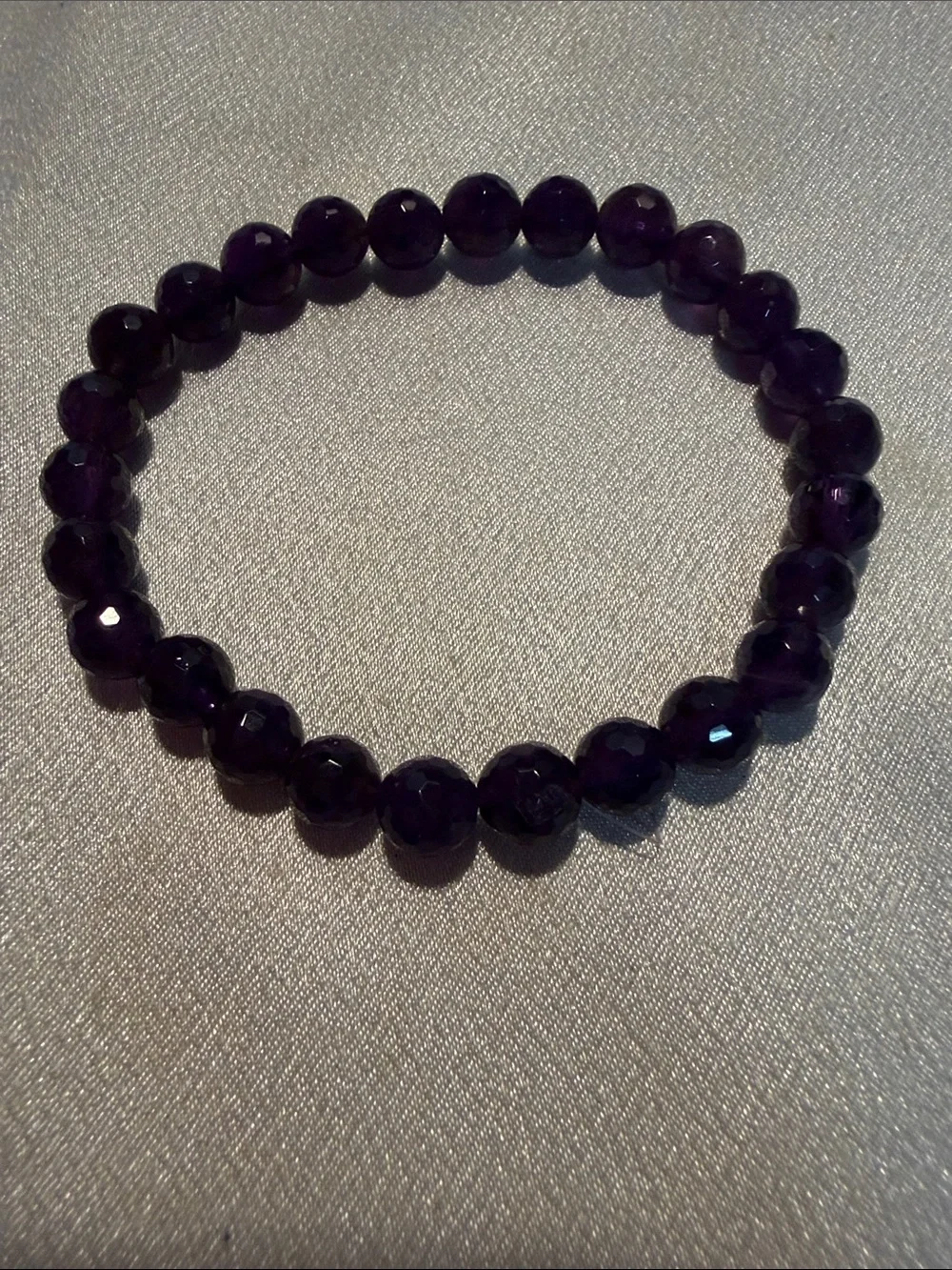 Source Unknown Black Faceted Bead Stretch Bracelet